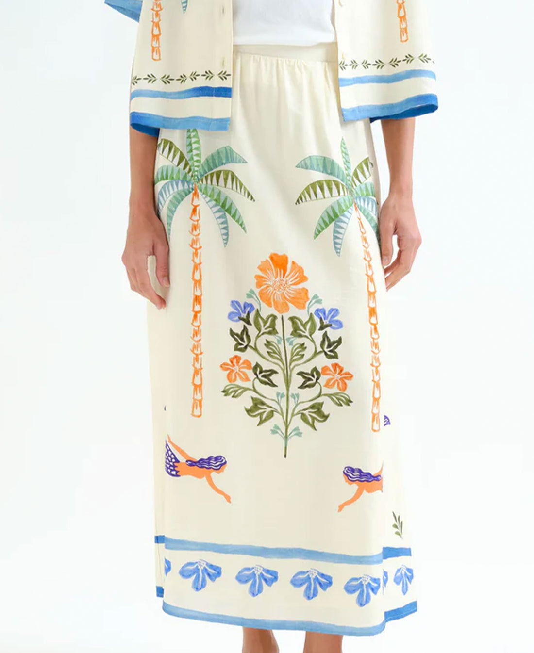 Palm And Mermaid Long Skirt - Conversational