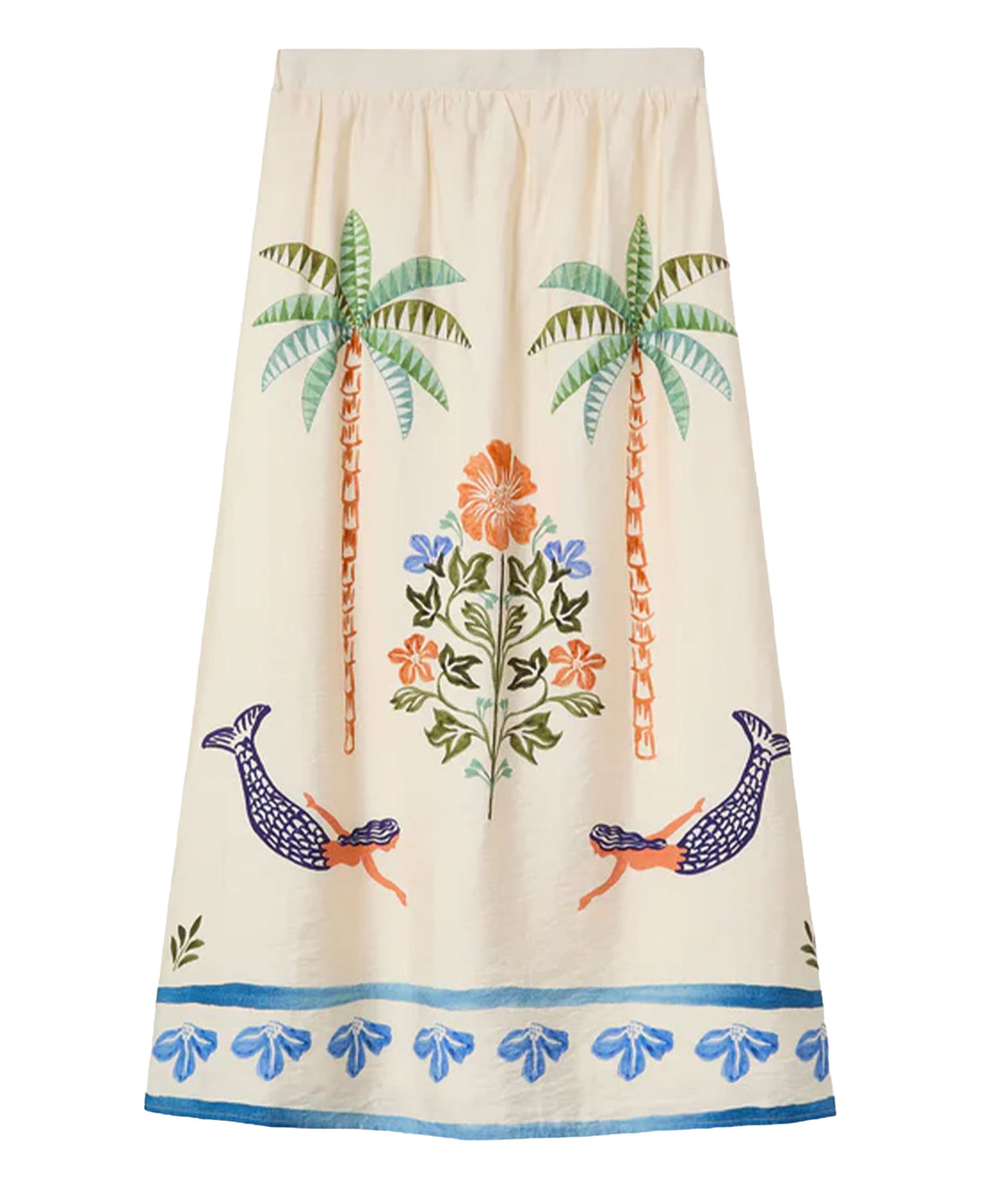 Palm And Mermaid Long Skirt - Conversational