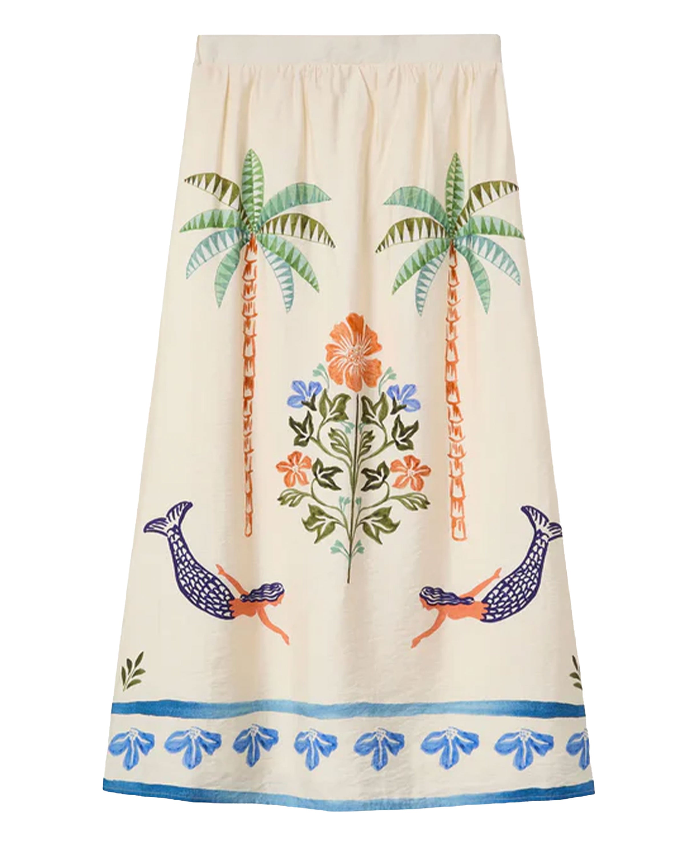 Palm And Mermaid Long Skirt - Conversational
