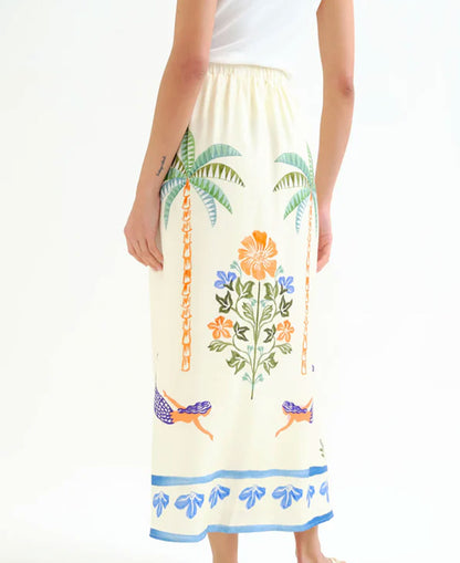 Palm And Mermaid Long Skirt - Conversational