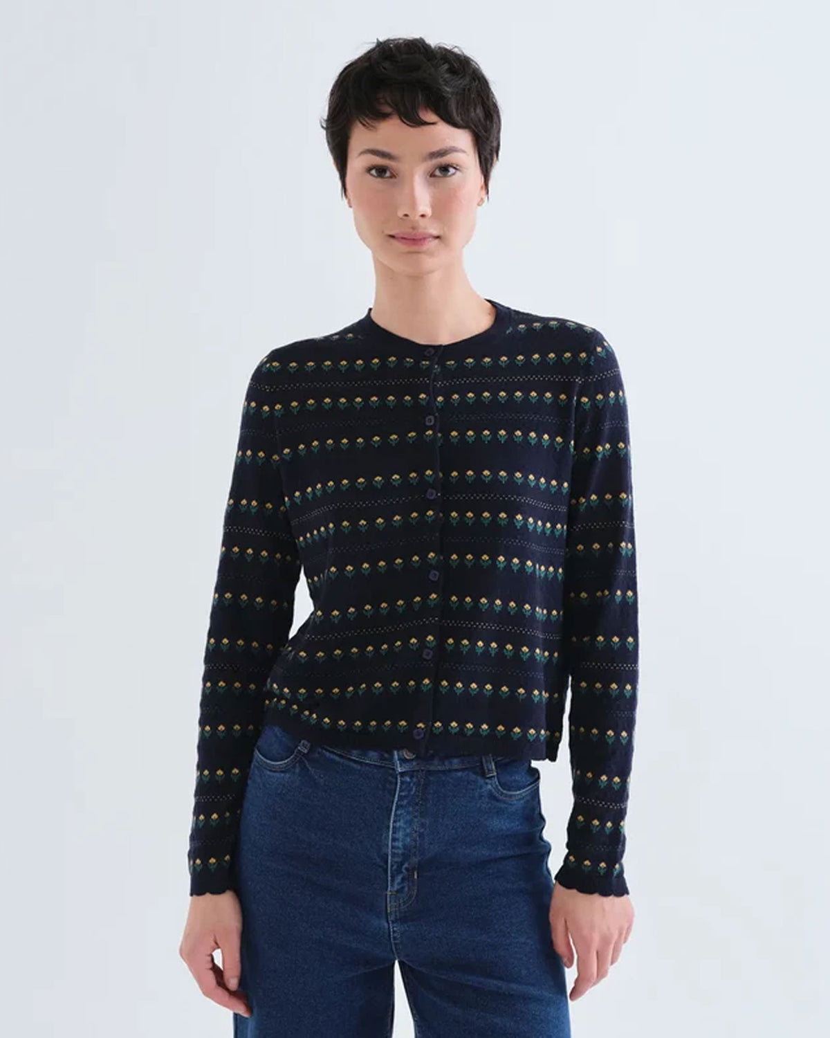 Stripe Cardigan - Flowers 12