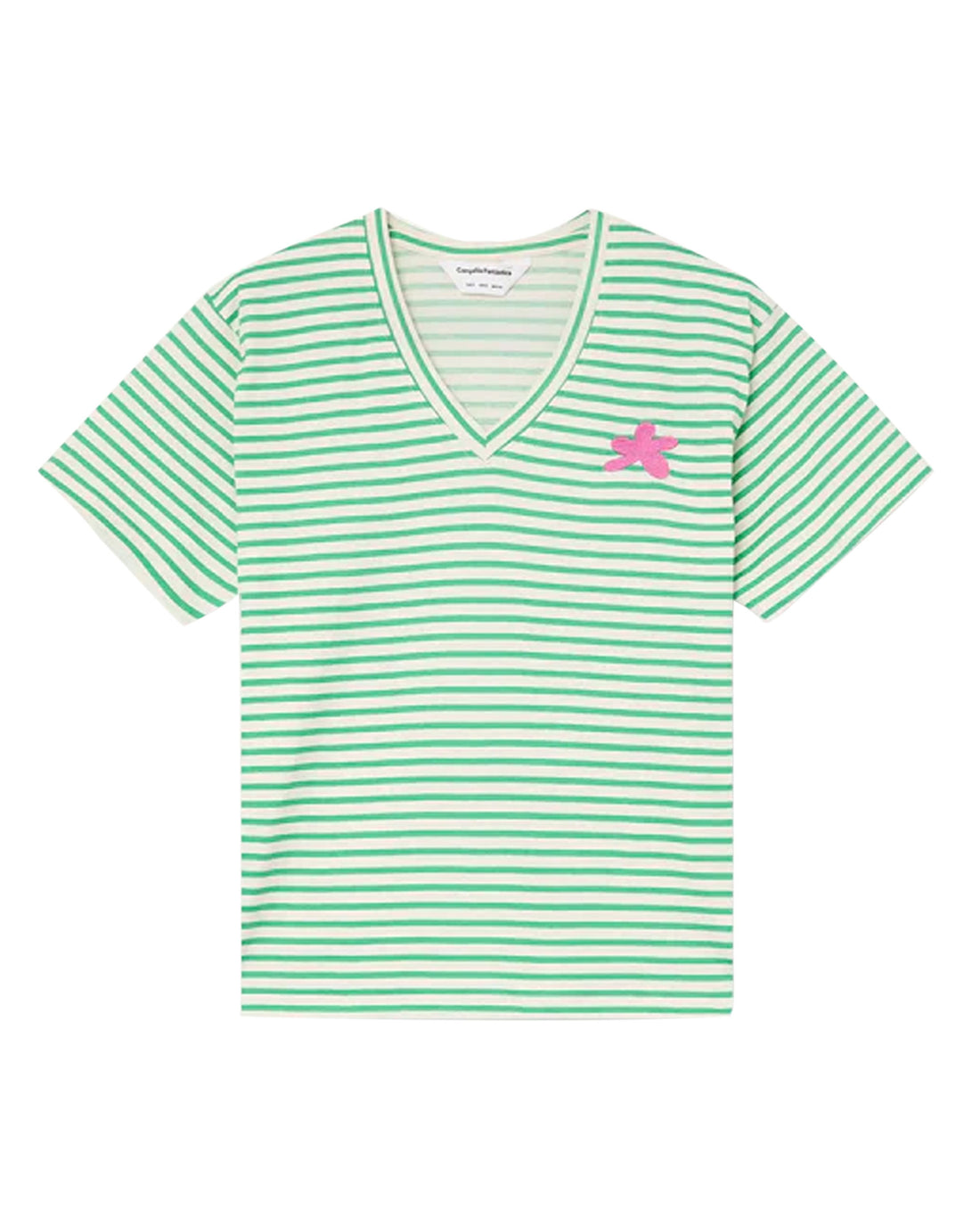 Striped Cotton T-Shirt - White &amp; Green