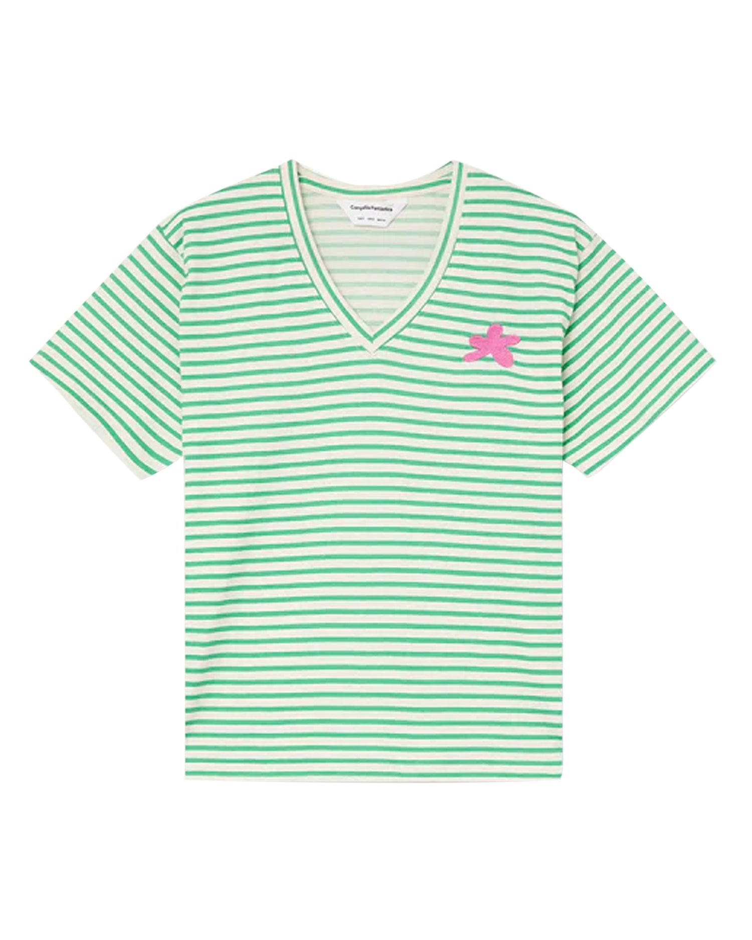Striped Cotton T-Shirt - White &amp; Green