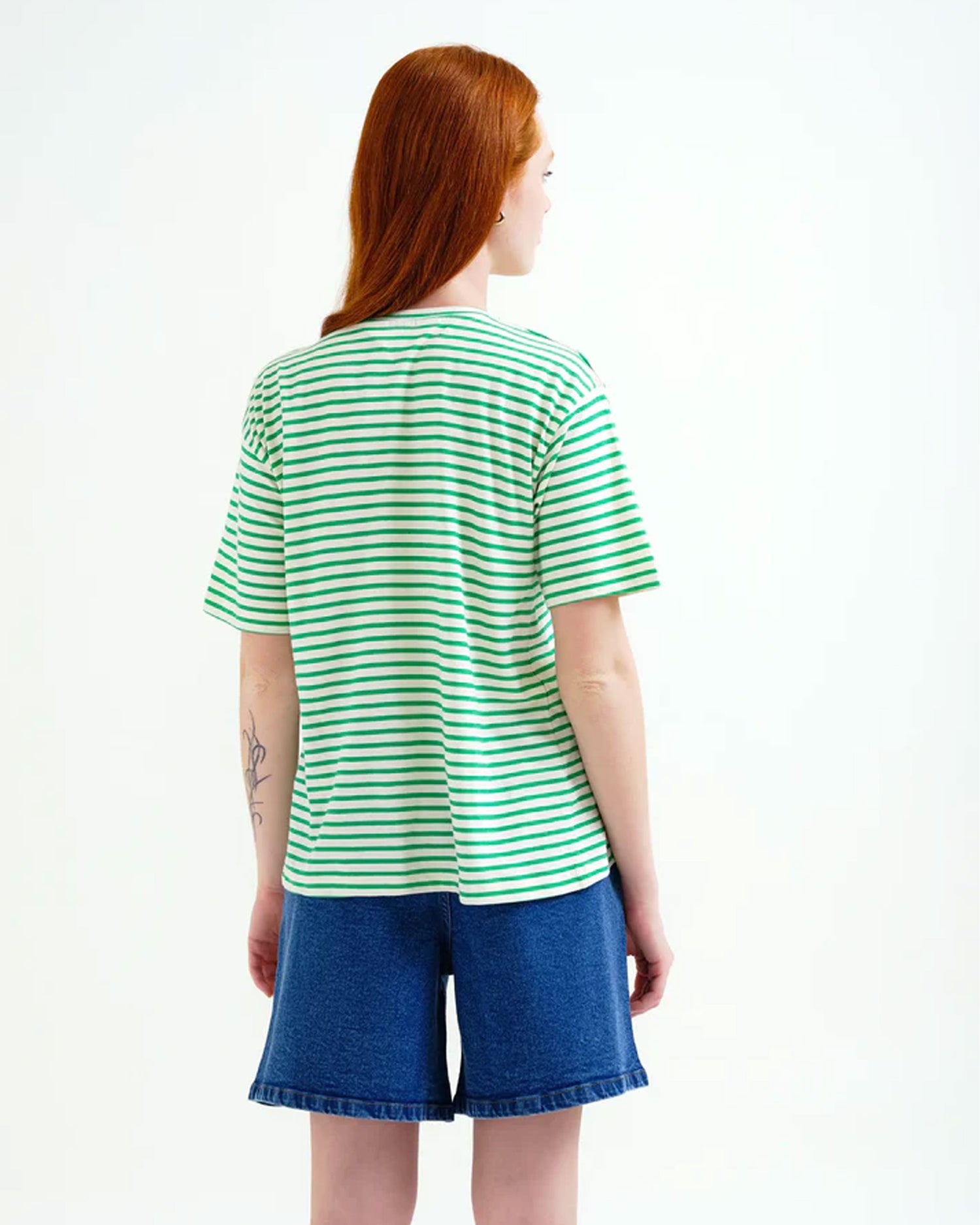 Striped Cotton T-Shirt - White &amp; Green