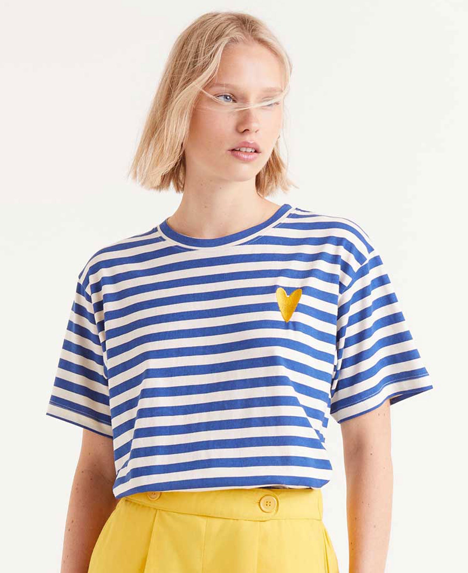 Striped T-Shirt - Navy Blue/White