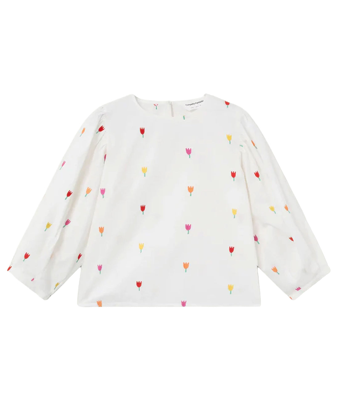 Multi Tulip Cotton Top - Ecru