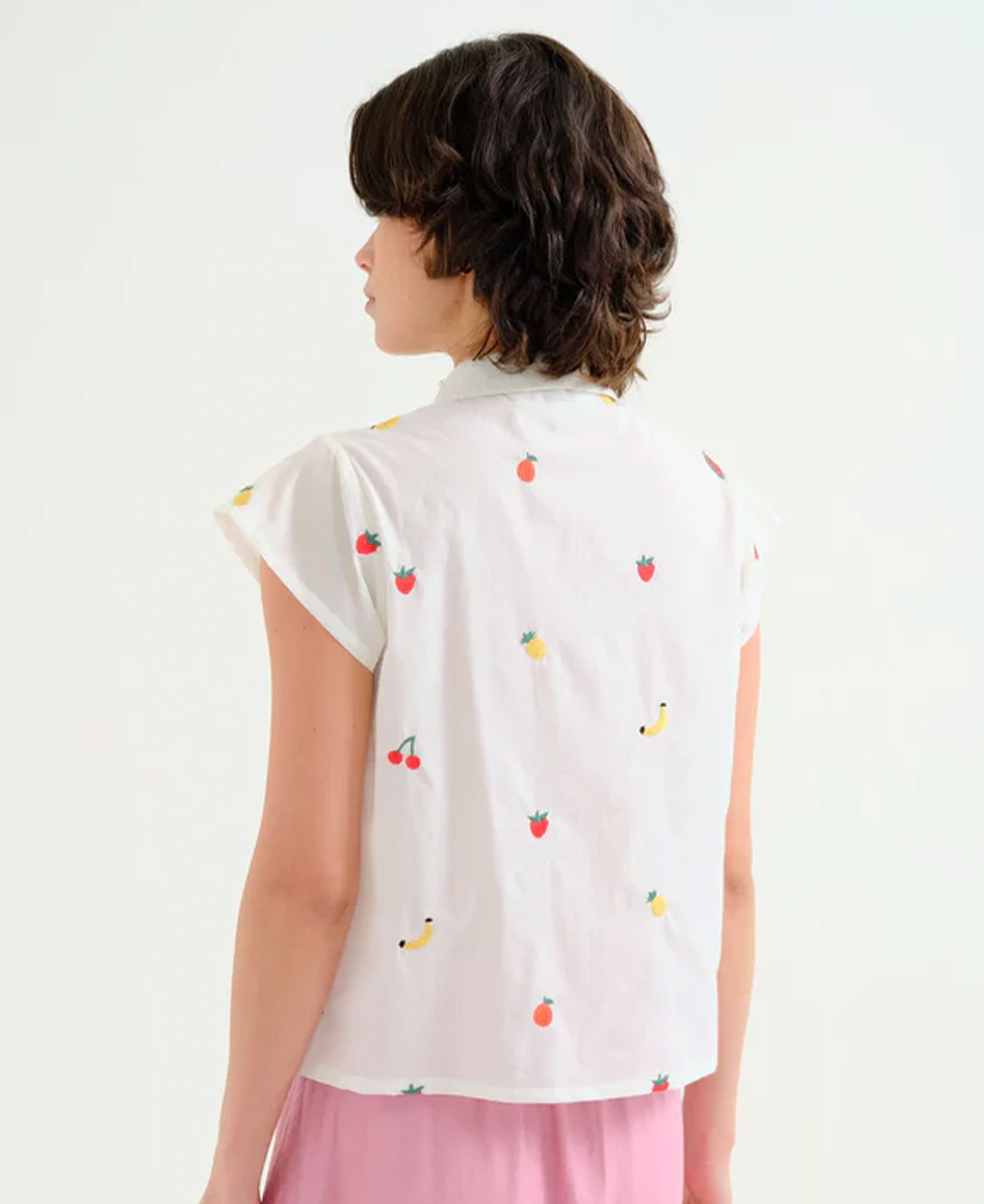 Fruit Salad Cotton Shirt - White