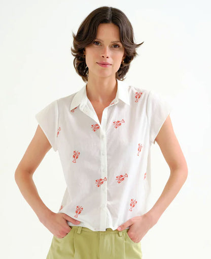 Red Lobster Cotton Shirt - Ecru