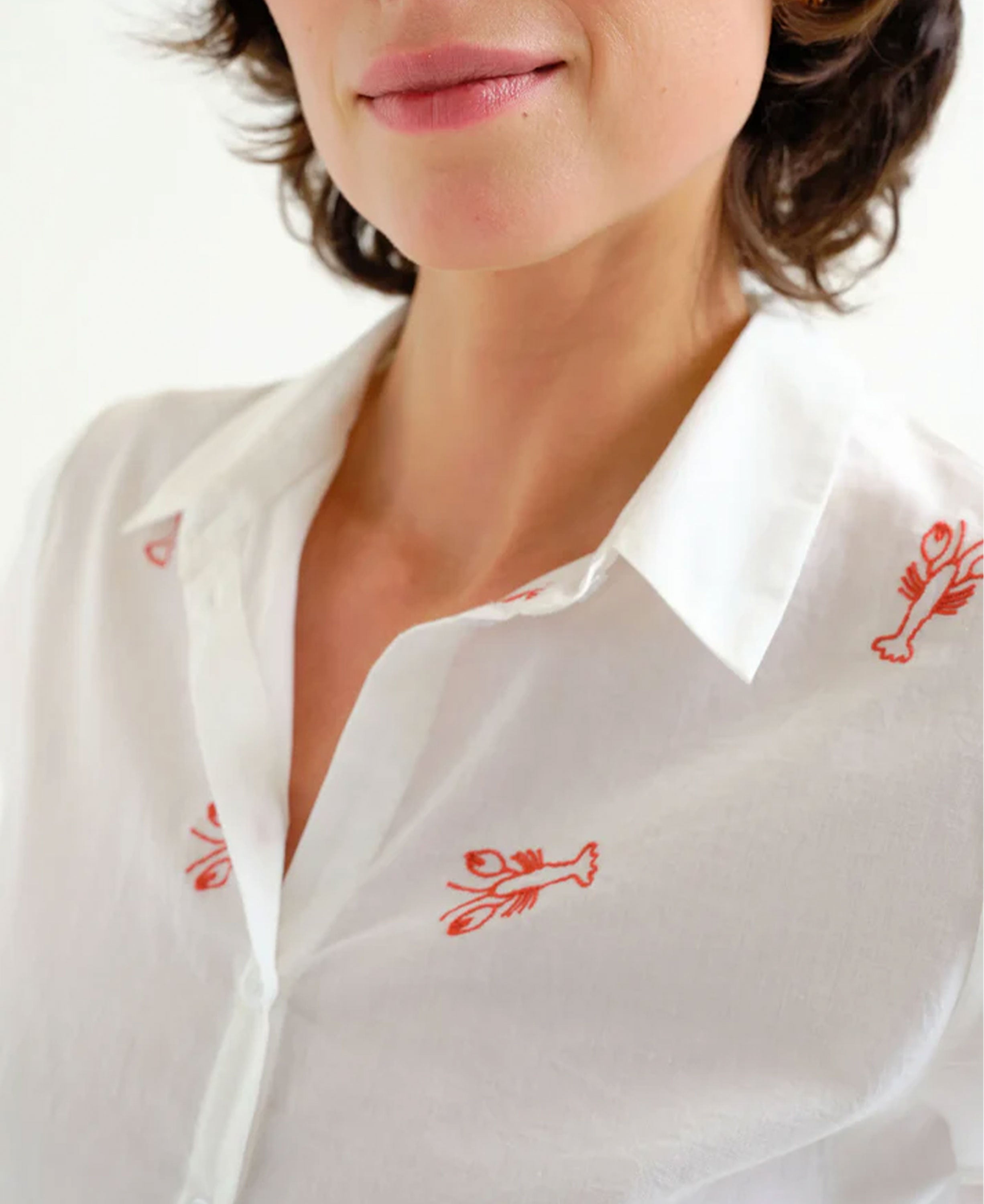 Red Lobster Cotton Shirt - Ecru