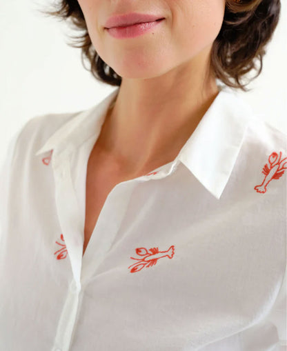 Red Lobster Cotton Shirt - Ecru
