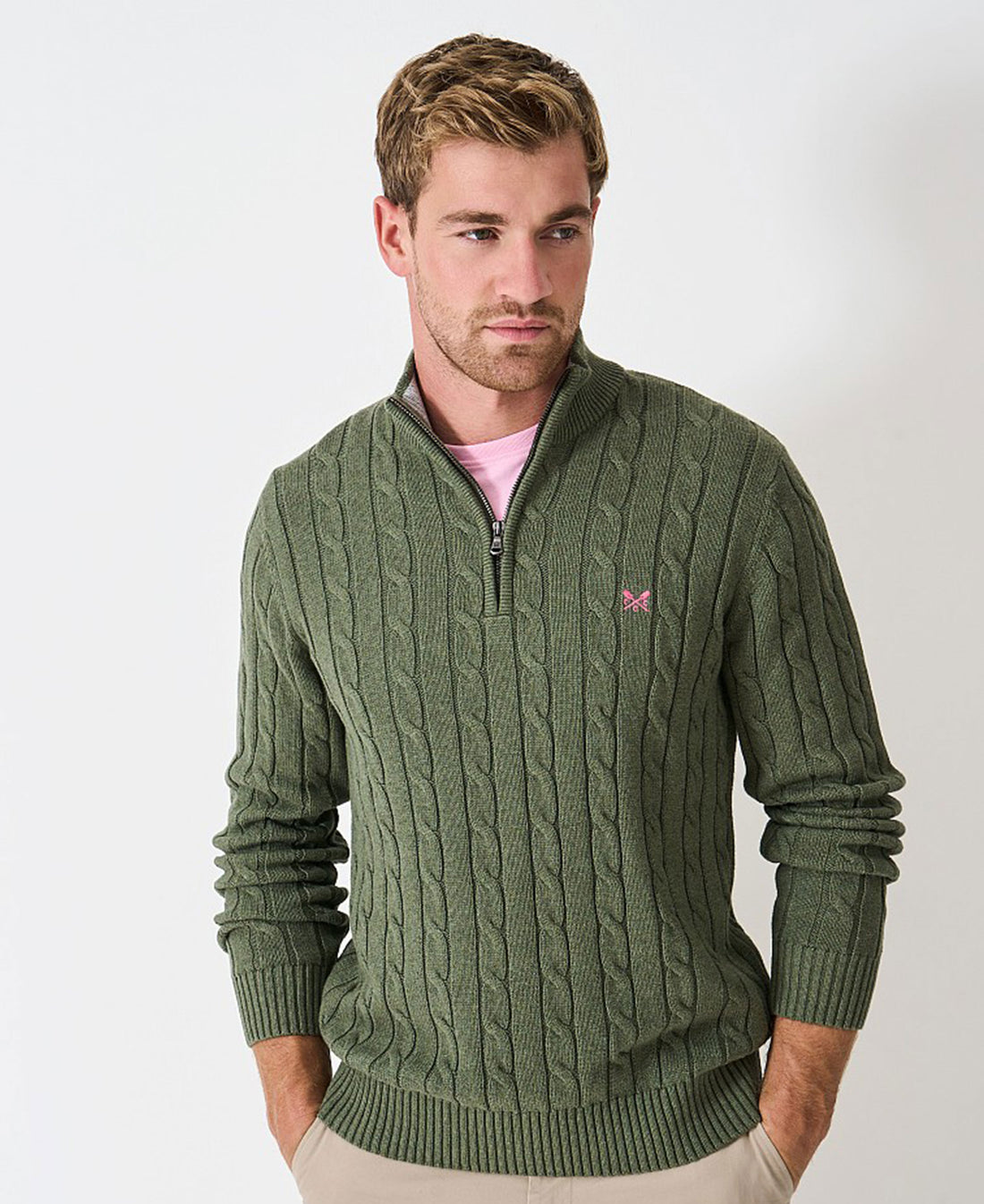 Oarsman Cable 1/2 Zip - Thyme