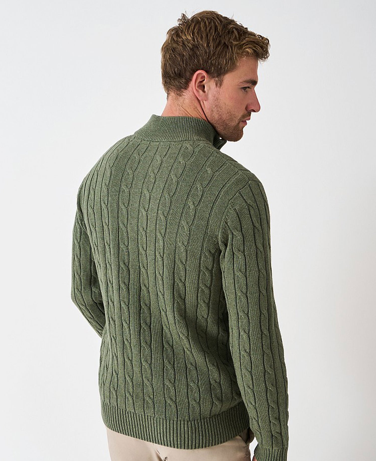 Oarsman Cable 1/2 Zip - Thyme