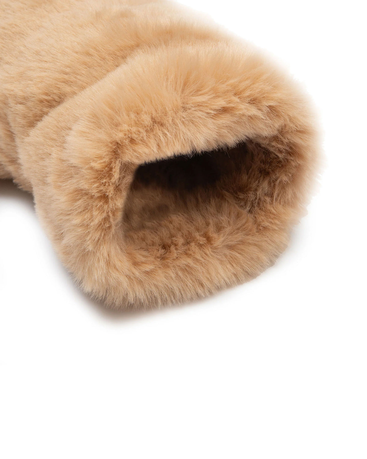 Fingerless Fur Mittens - Camel