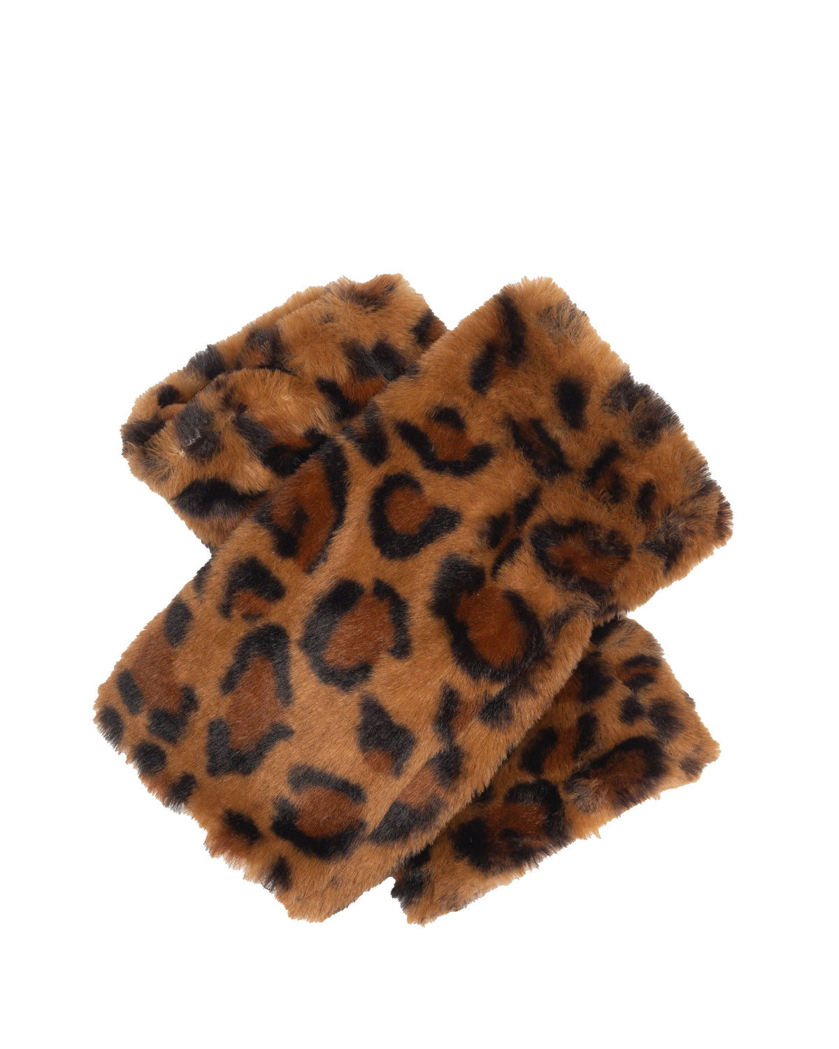 Fingerless Fur Mittens - Tan Animal