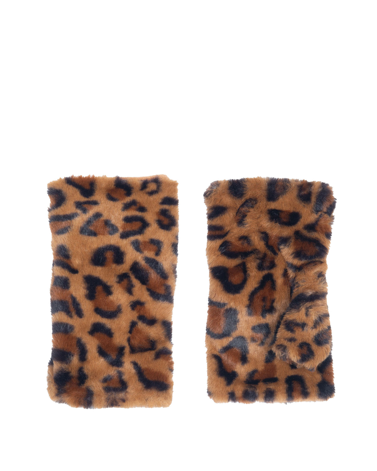 Fingerless Fur Mittens - Tan Animal