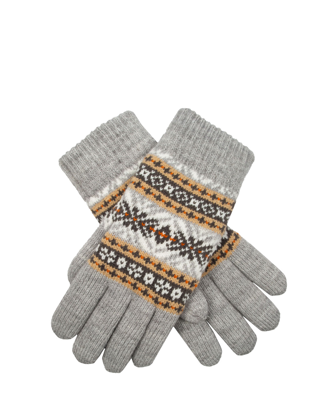 Knitted FairIsle Gloves - Dove Grey