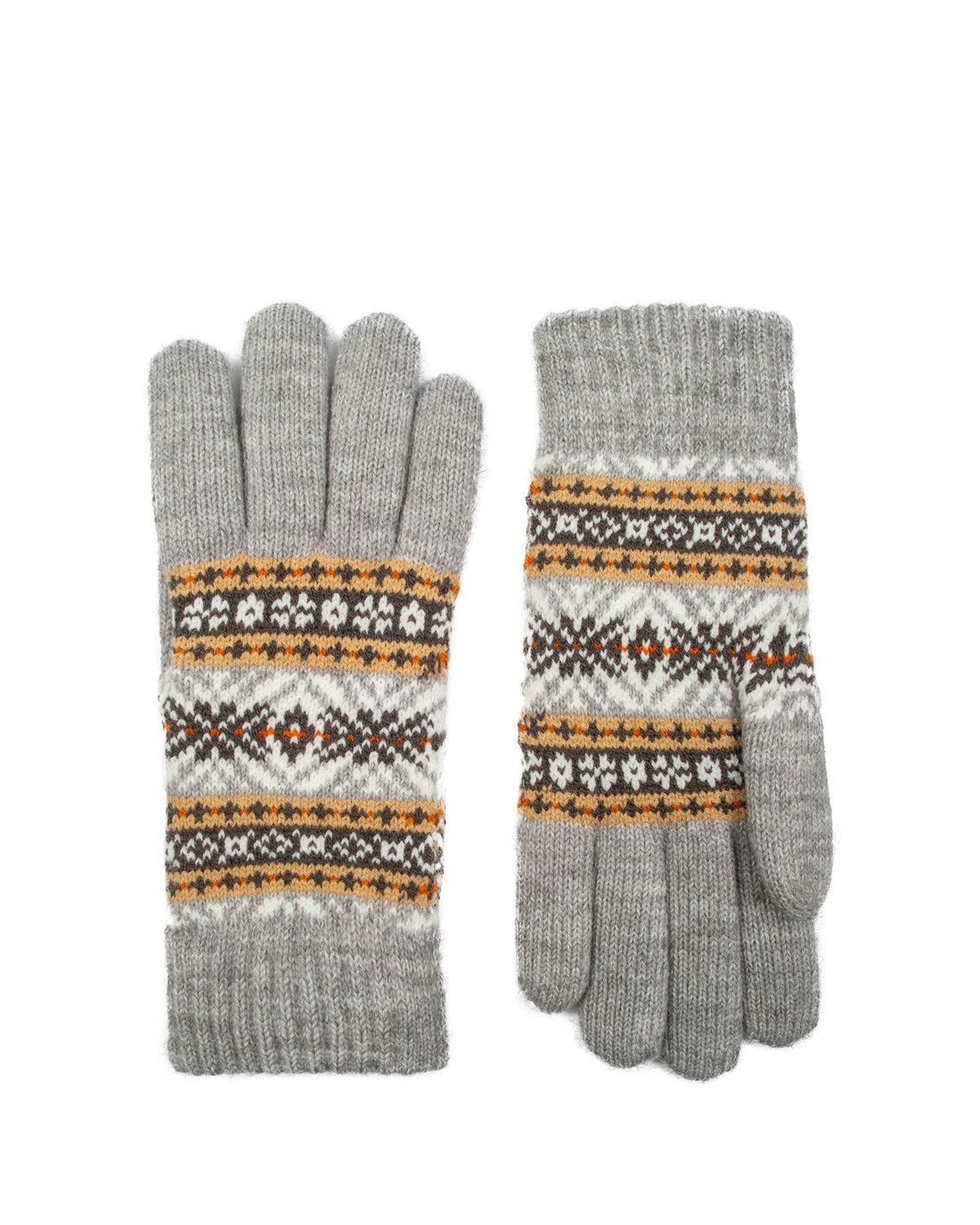 Knitted FairIsle Gloves - Dove Grey