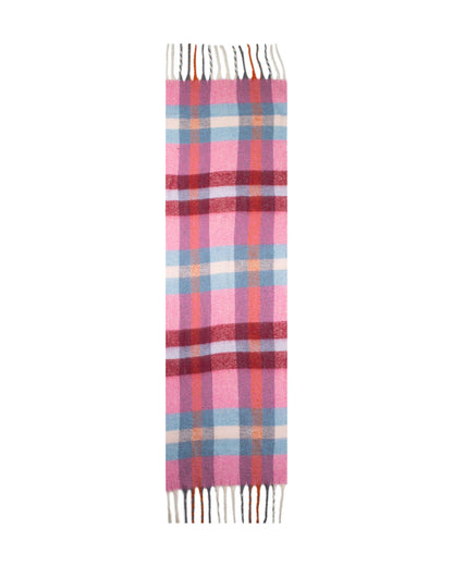 Check Scarf With Tassel Ends - Candy/Pale Blue