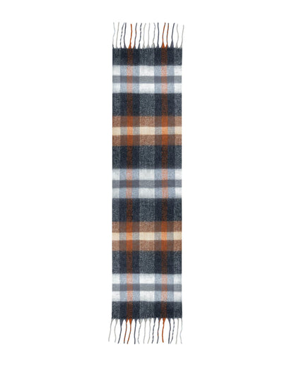 Check Scarf With Tassel Ends - Charcoal/Chocolate