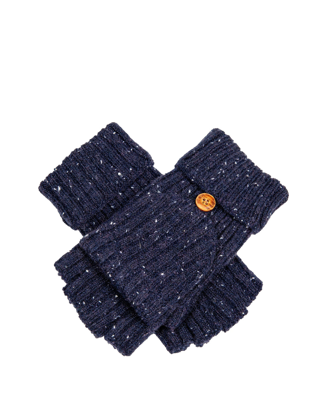 Knit Fingerless Gloves - Navy