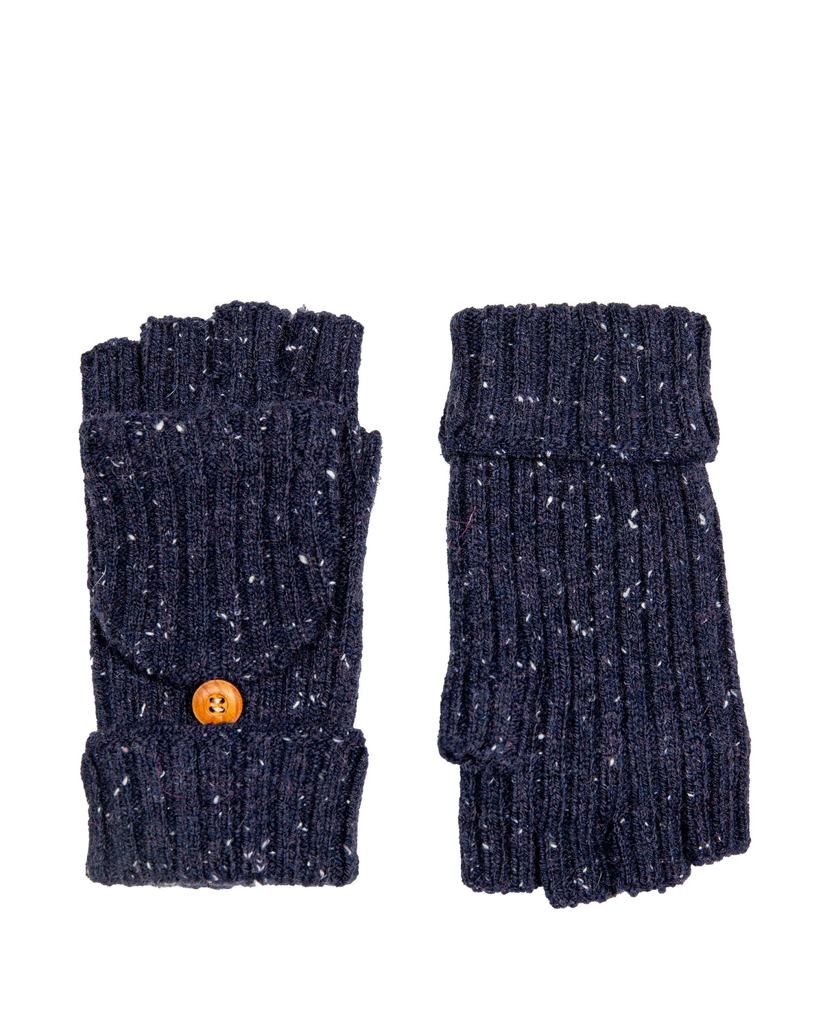 Knit Fingerless Gloves - Navy