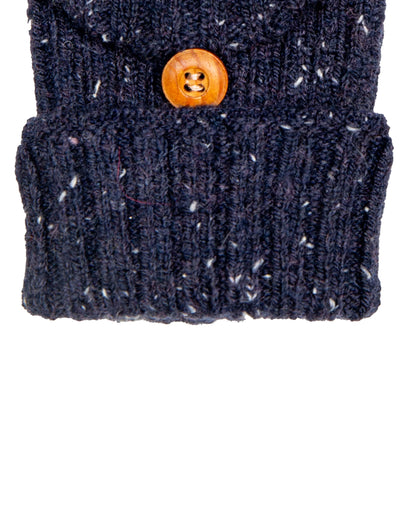 Knit Fingerless Gloves - Navy