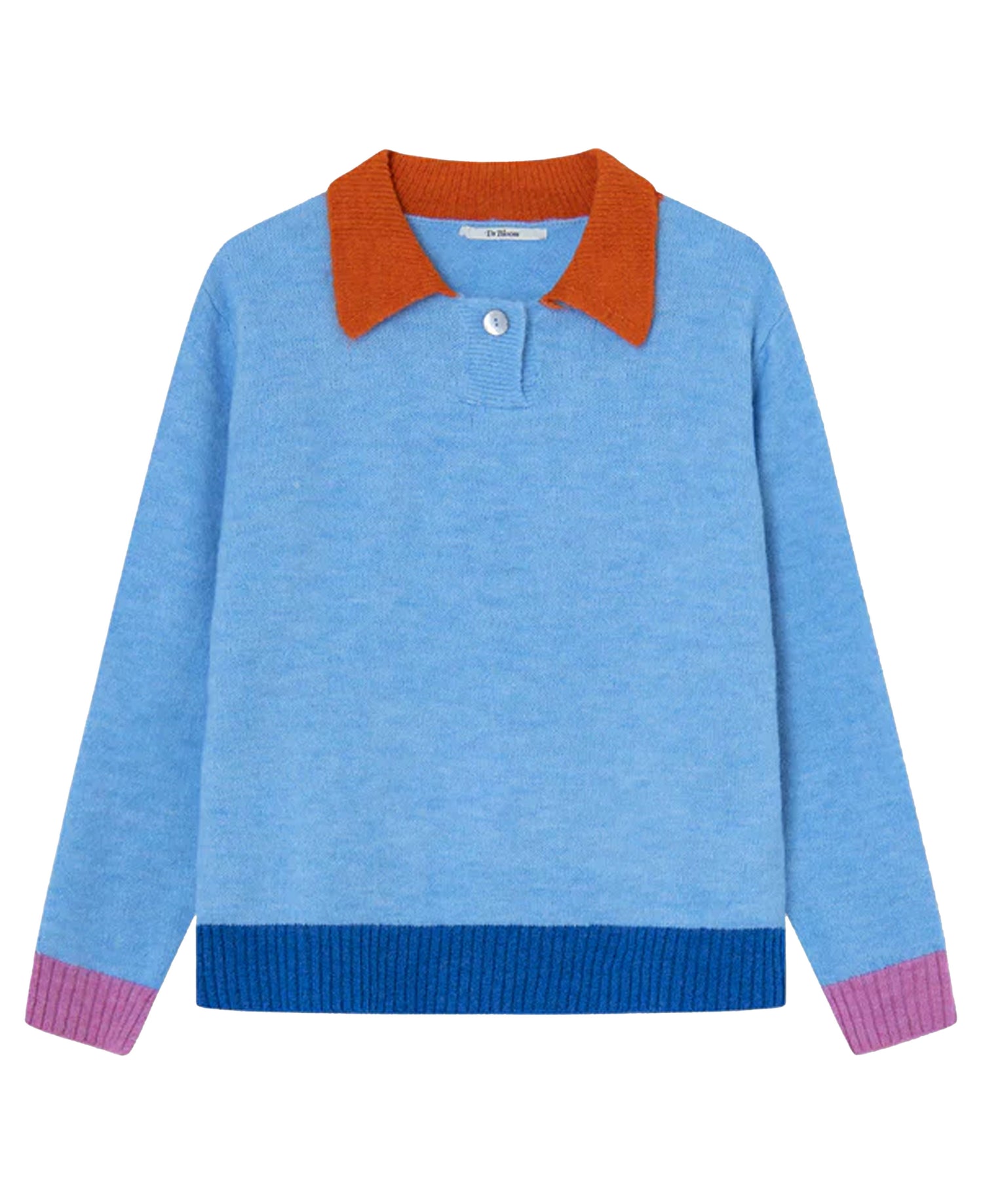 Danza Contrast Collar Jumper - Sky Blue