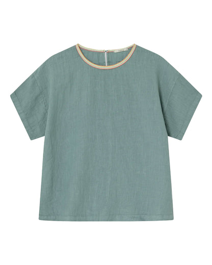 Flake Linen Top - Verde Green