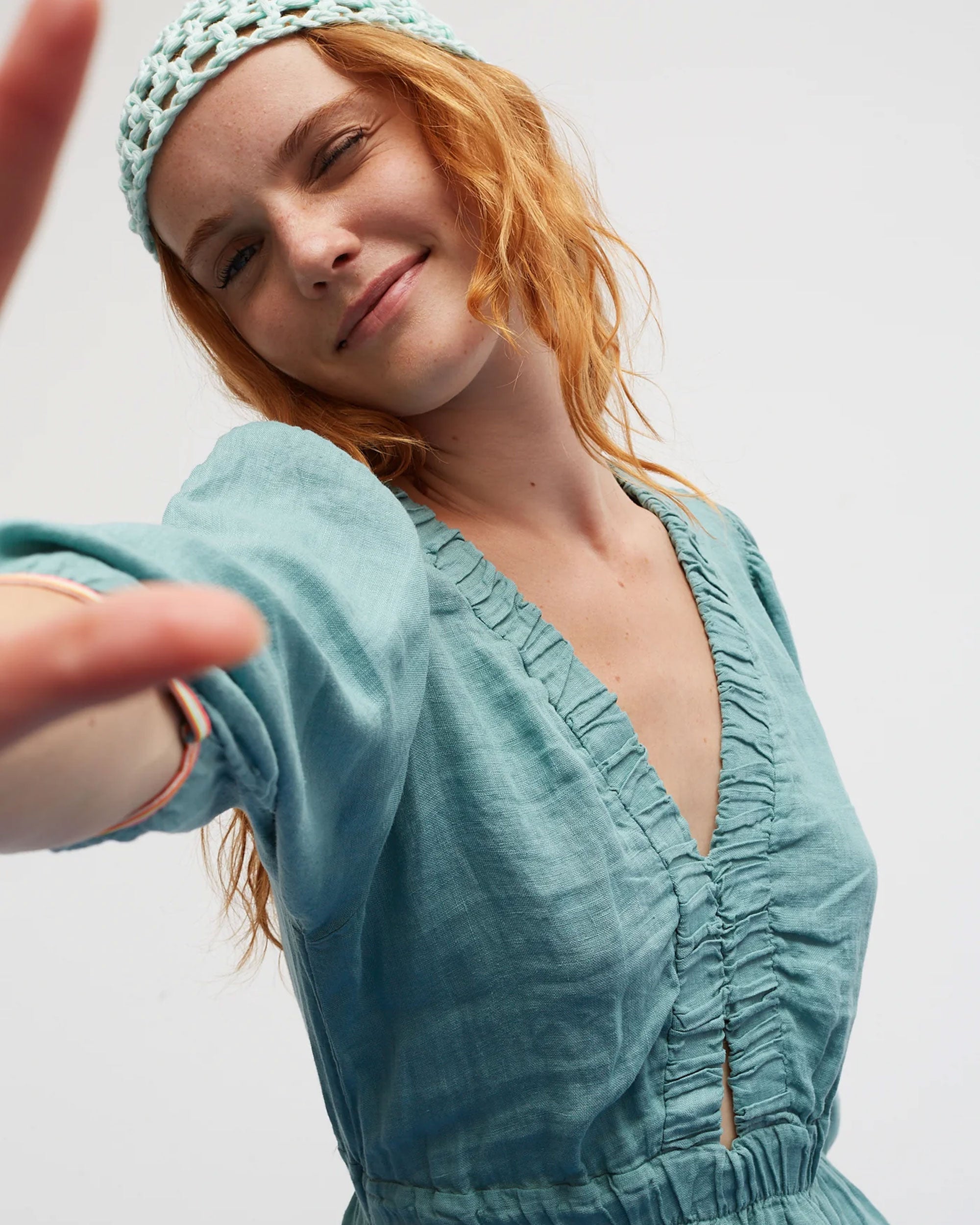 Joy Linen Dress - Verde Green