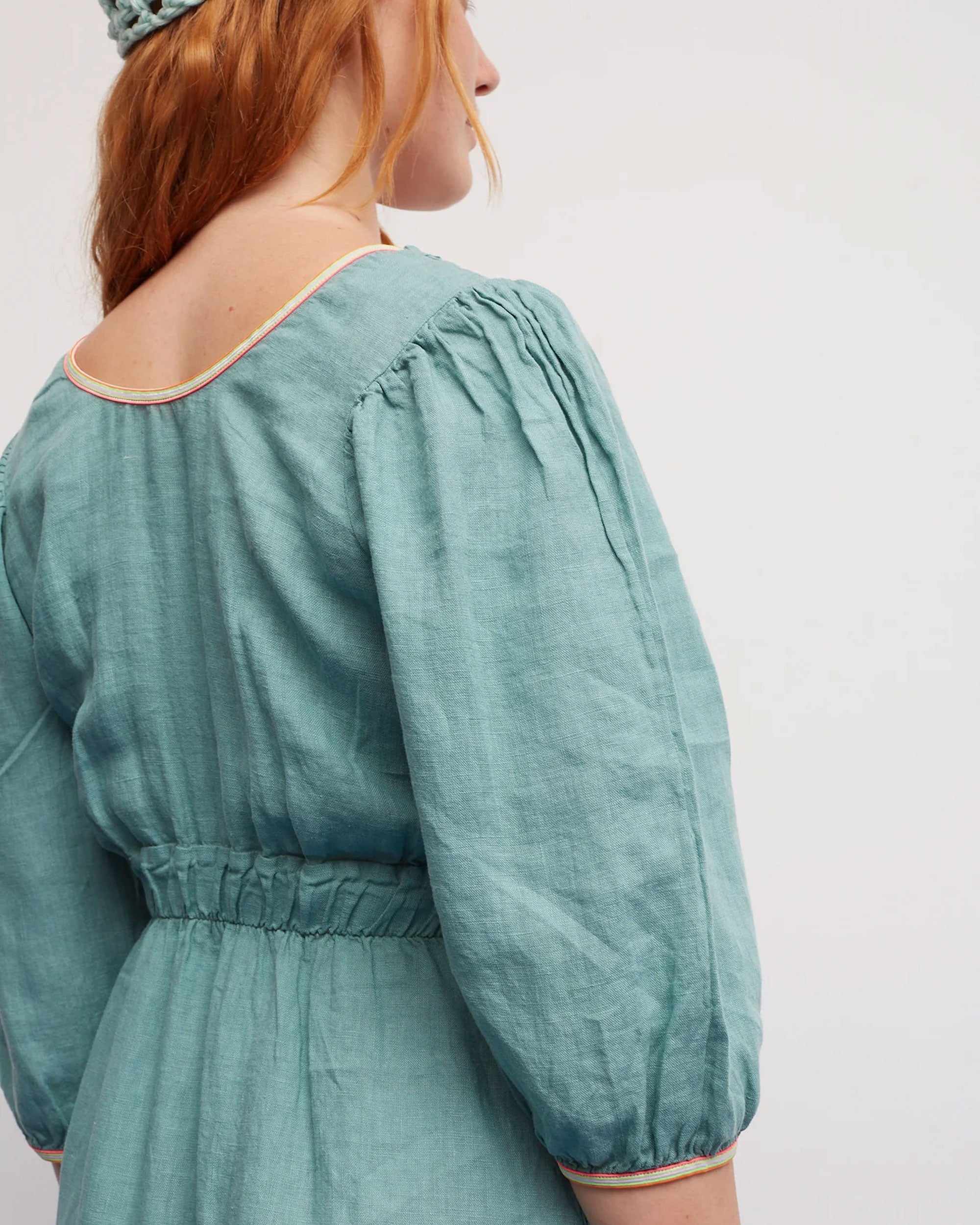 Joy Linen Dress - Verde Green