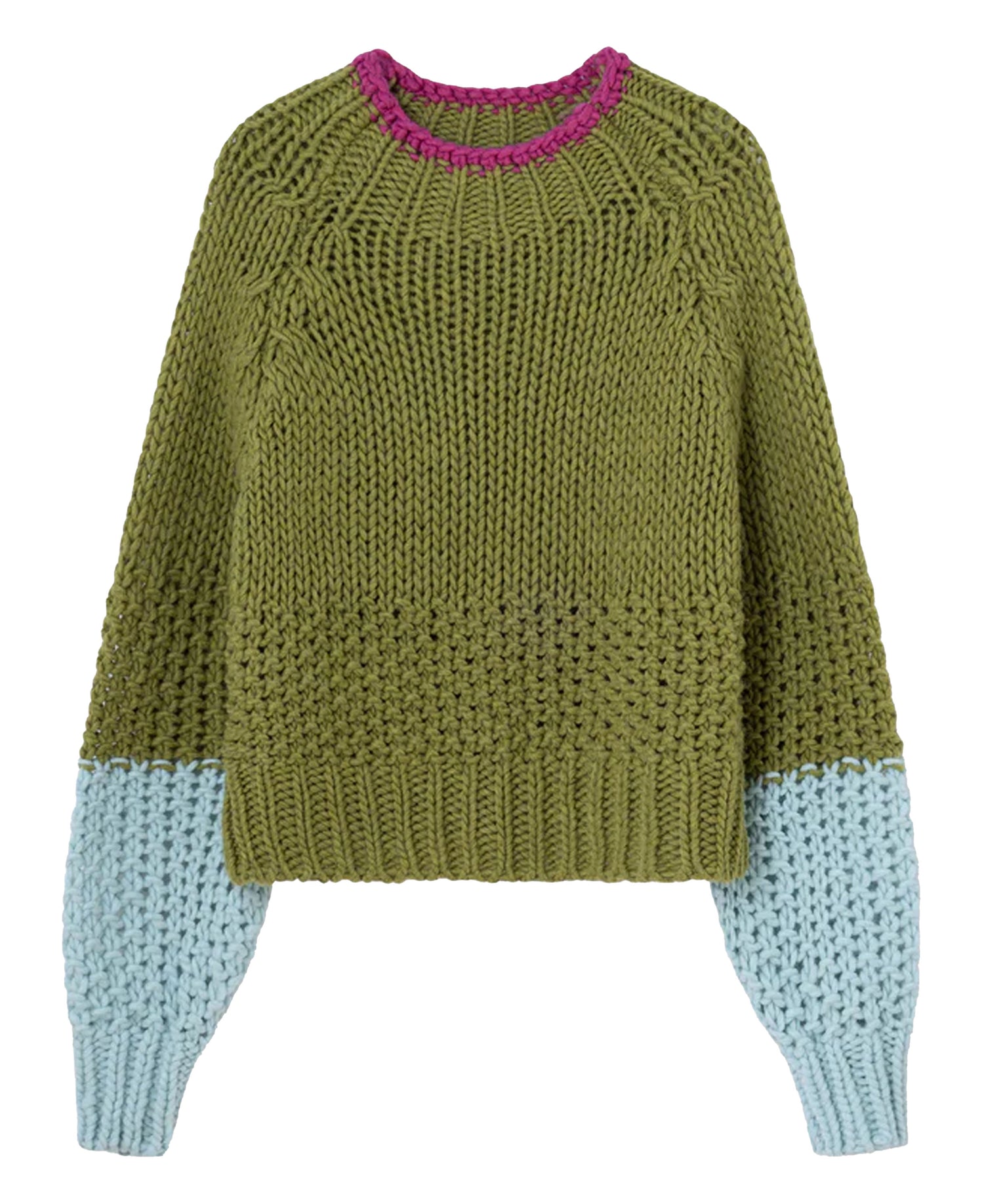 Tamborito Contrast Cuff Jumper - Green