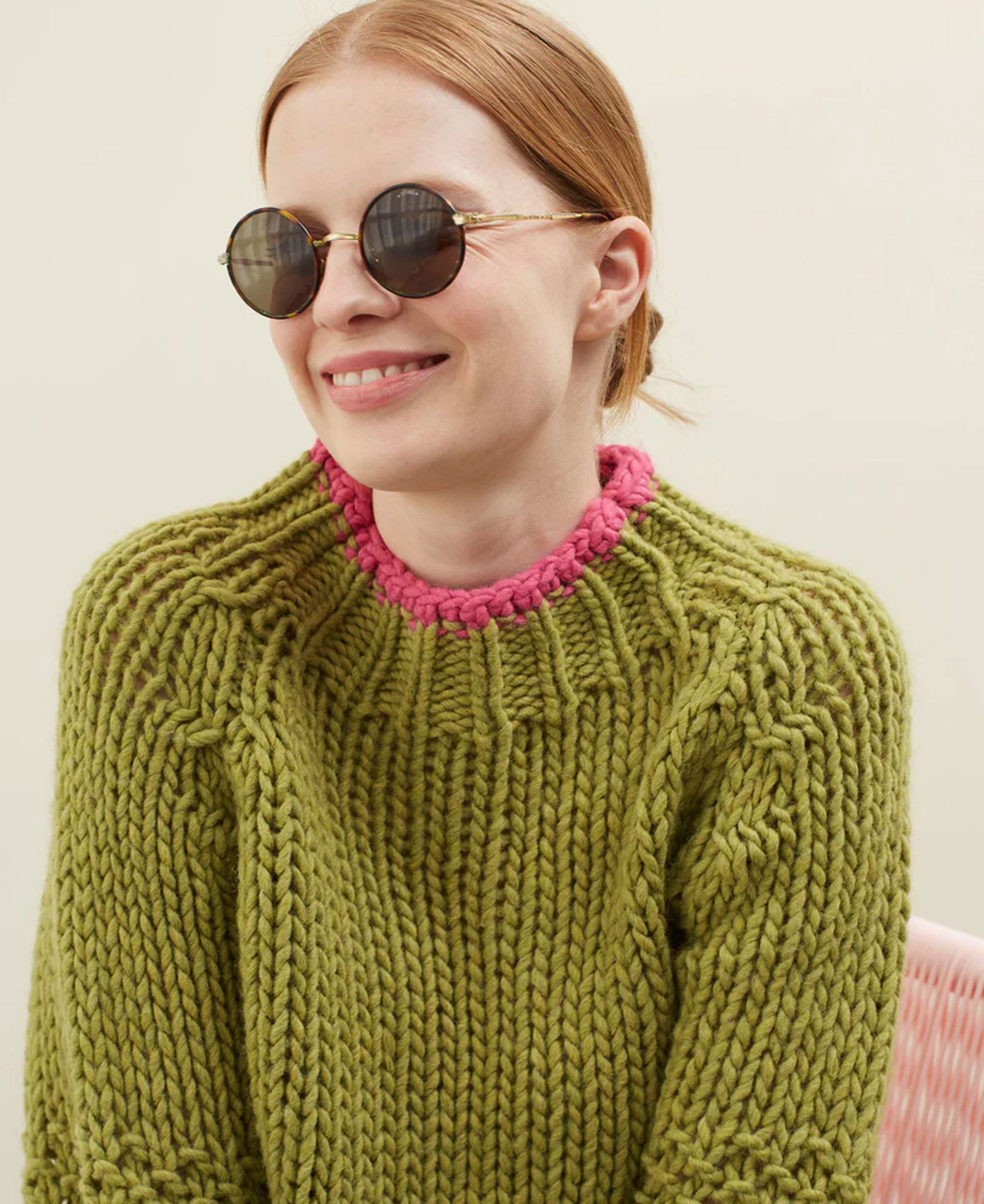 Tamborito Contrast Cuff Jumper - Green