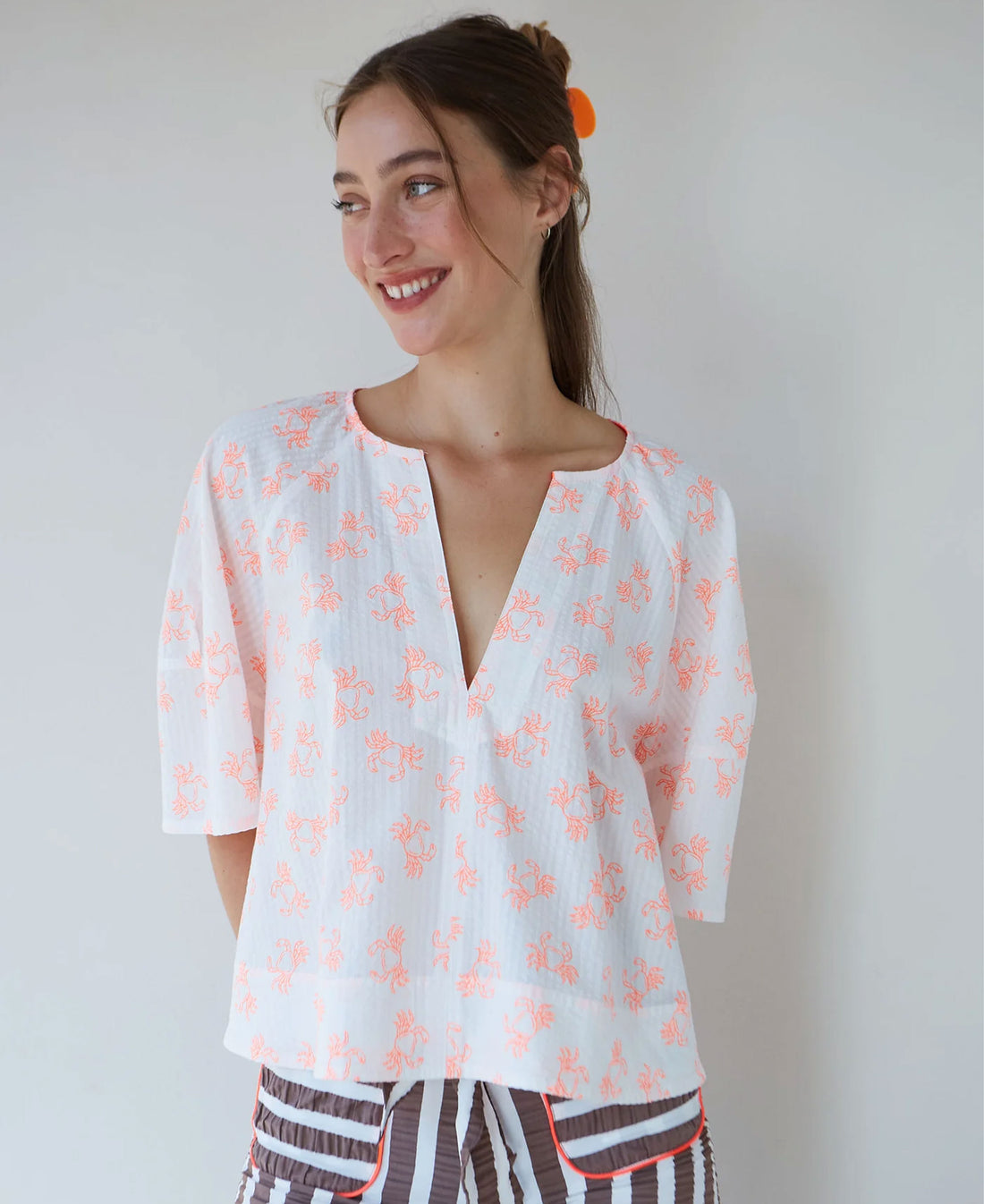 Vichy Soplo Blouse - Orange Crab