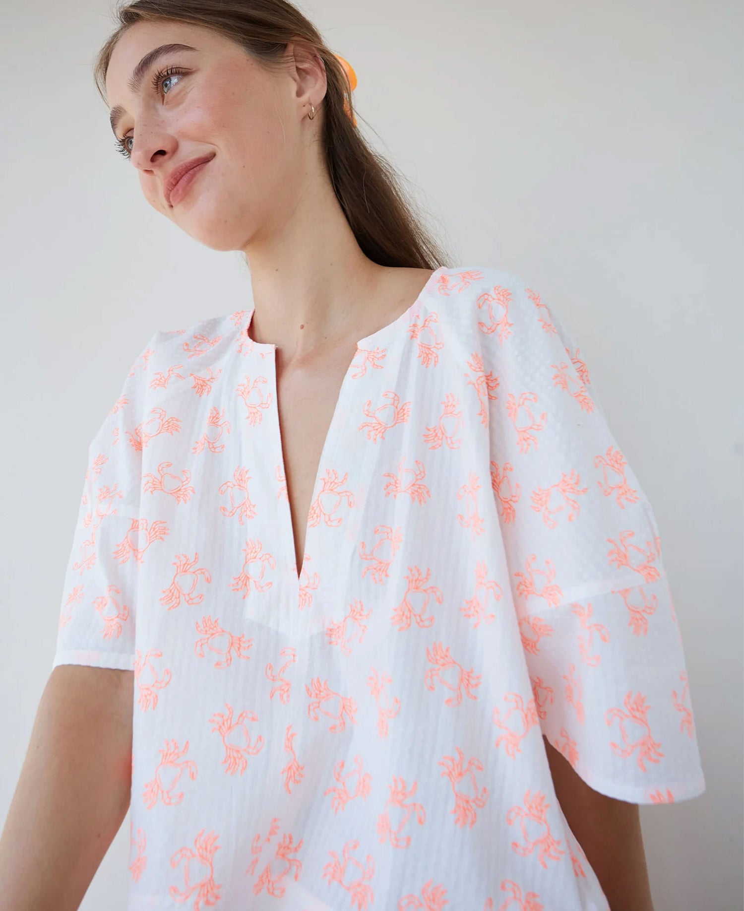Vichy Soplo Blouse - Orange Crab