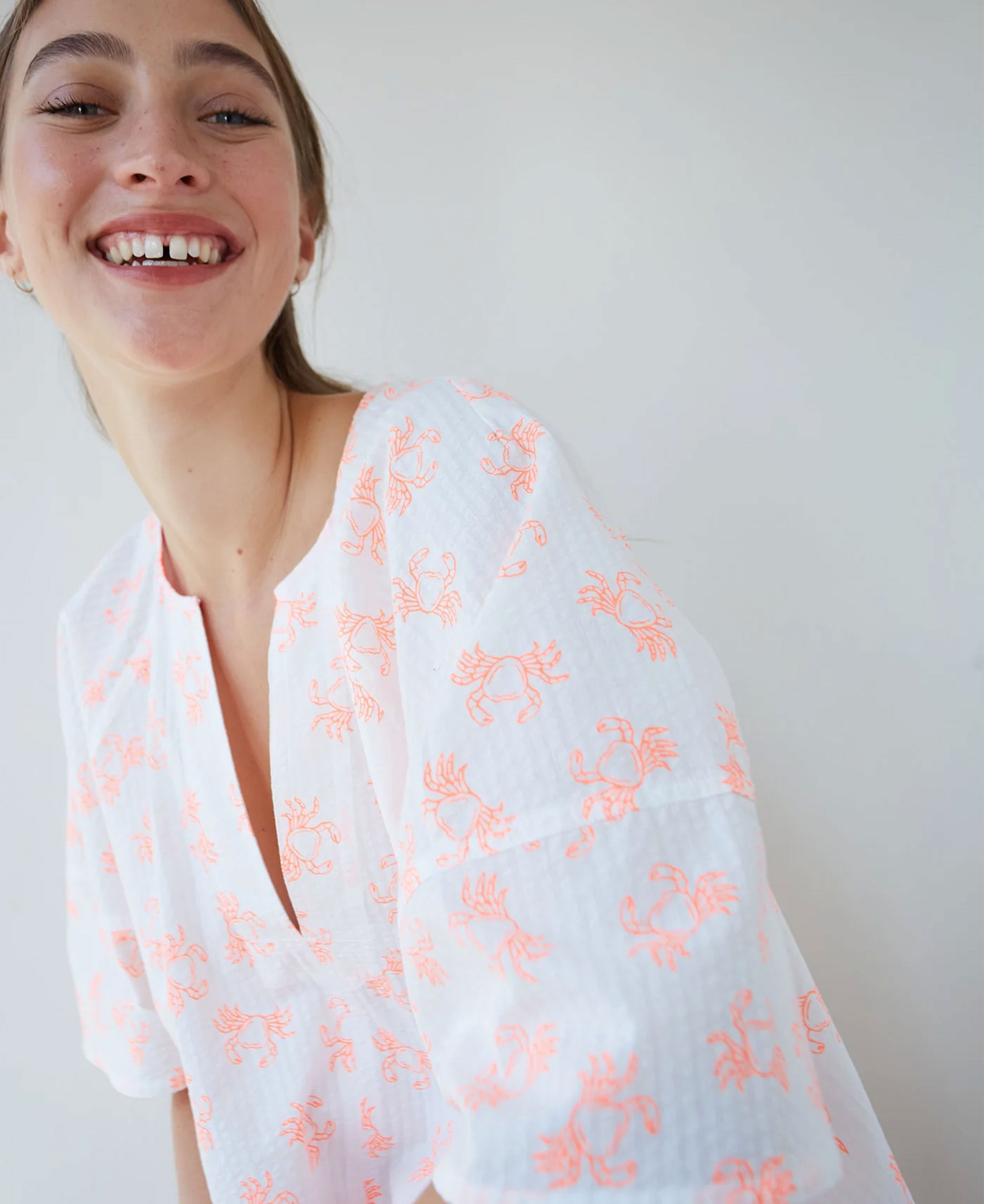 Vichy Soplo Blouse - Orange Crab