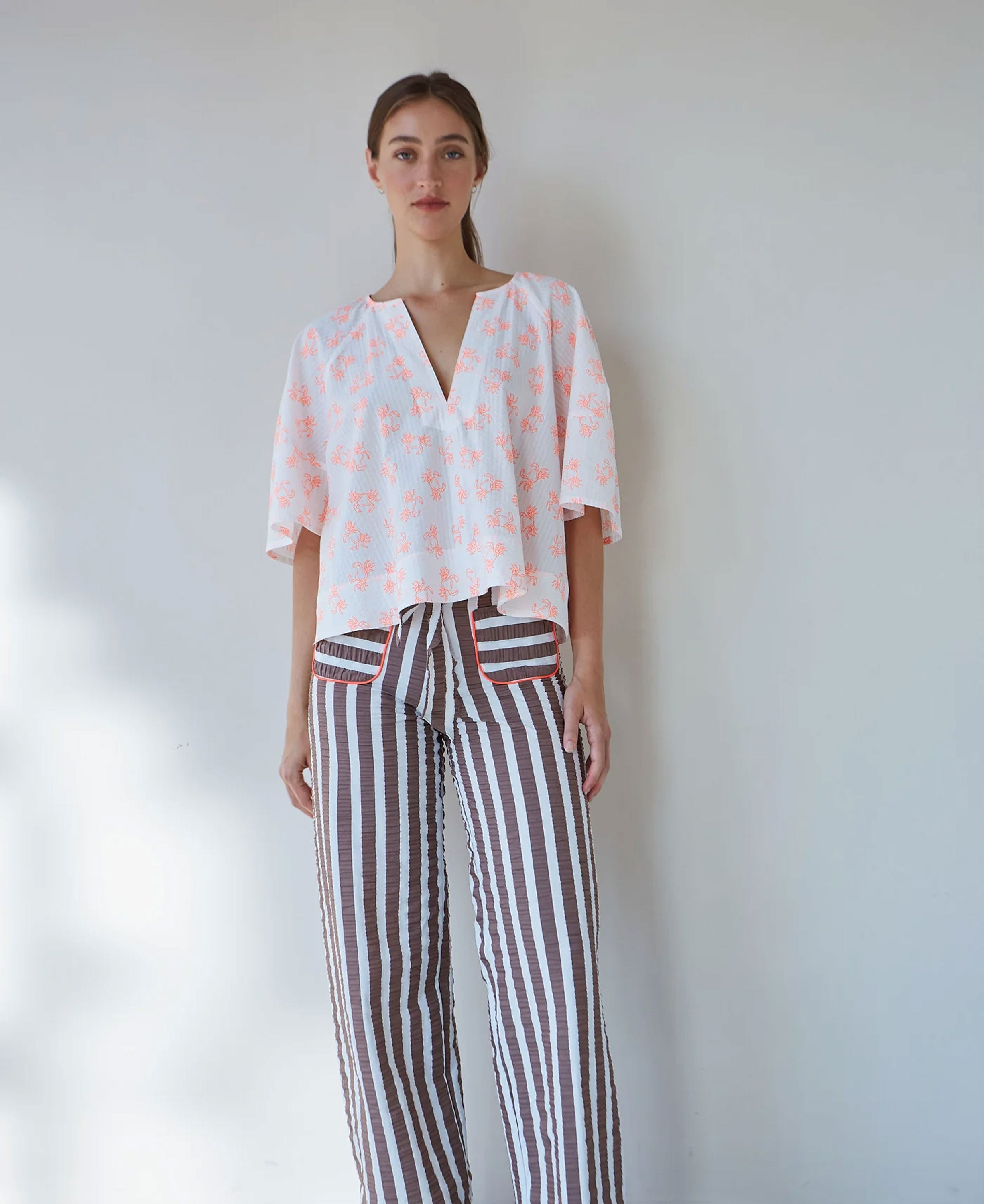 Vichy Soplo Blouse - Orange Crab