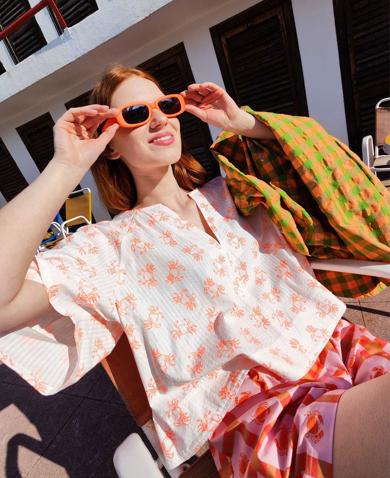 Vichy Soplo Blouse - Orange Crab