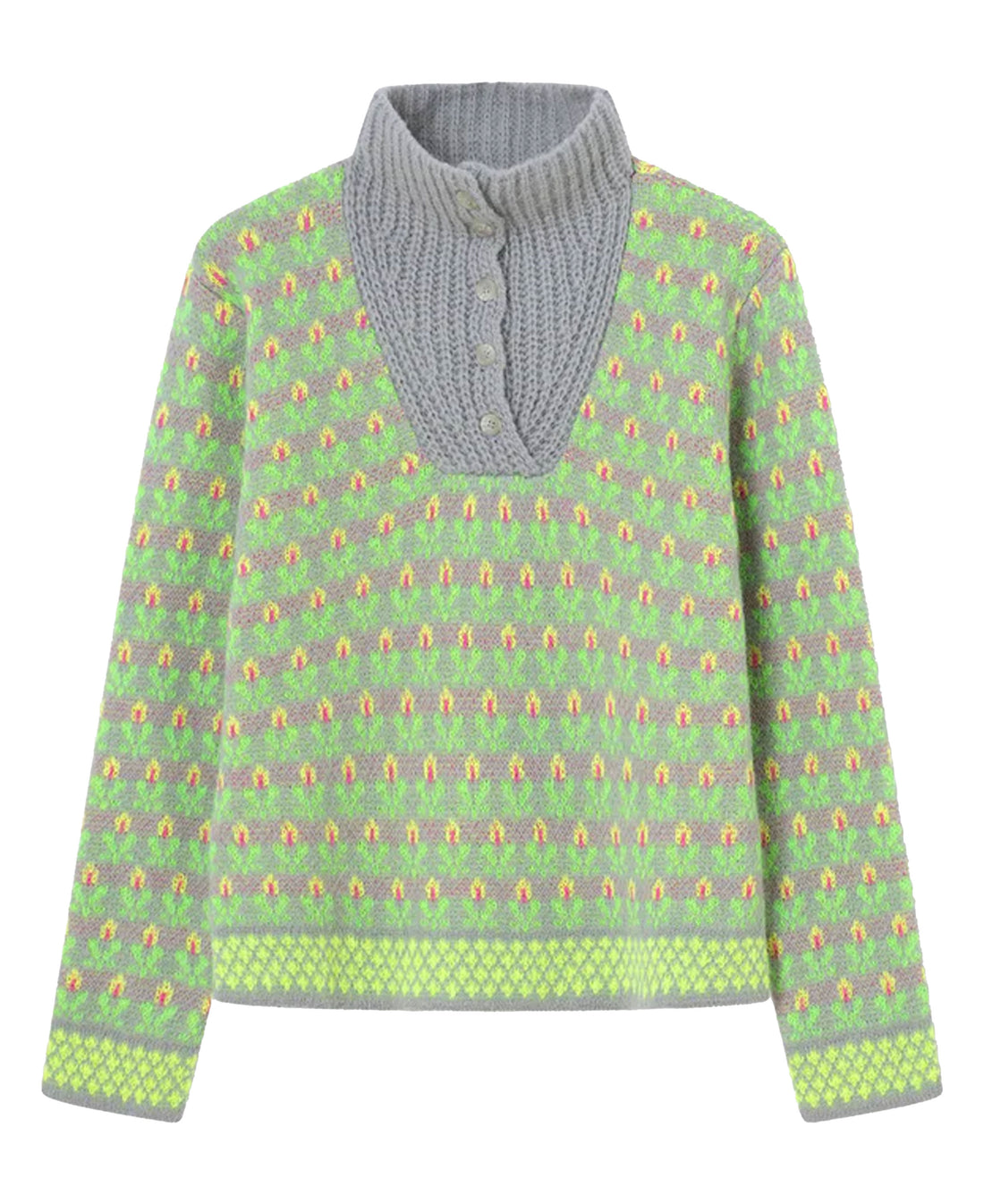 Voltereta Button Neck Jumper - Green