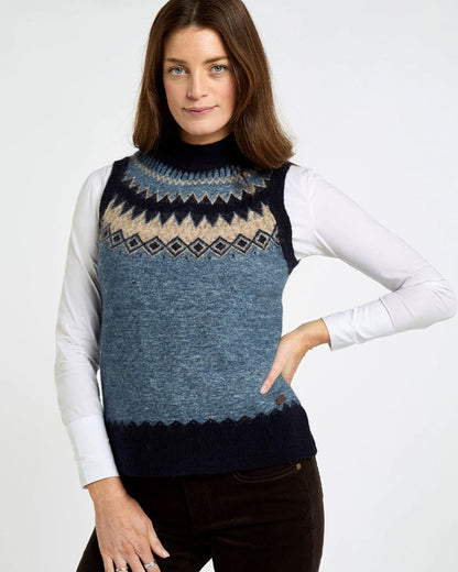 Doyle Fair Isle Pattern Sweater - Navy Multi