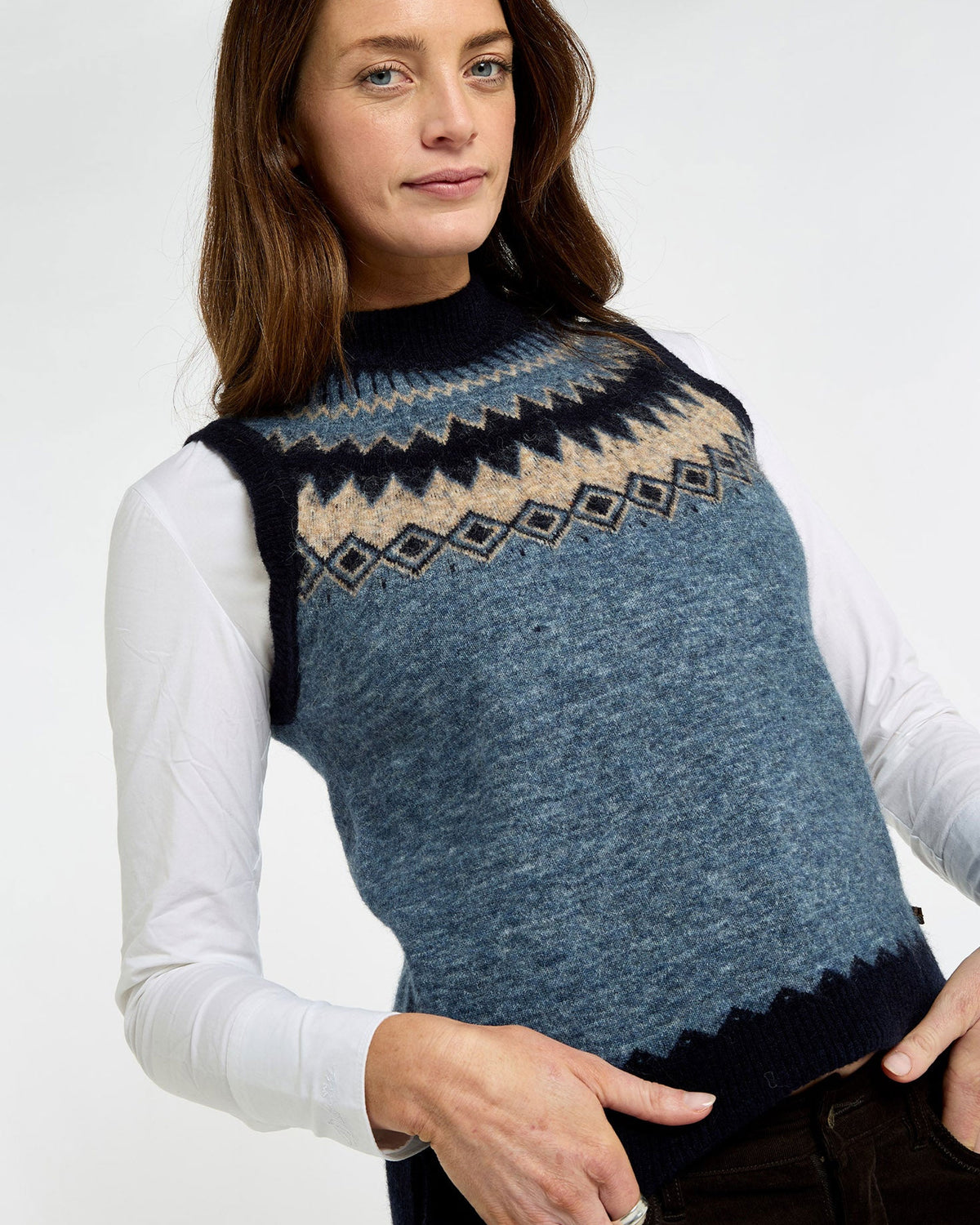 Doyle Fair Isle Pattern Sweater - Navy Multi