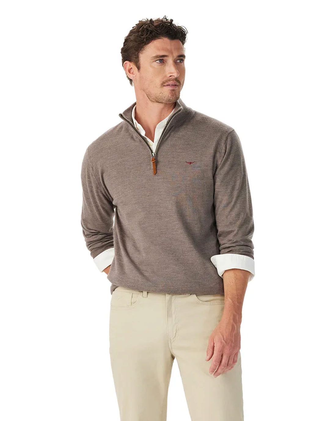 Ernest Merino 1/4 Zip Knit - Nutmeg