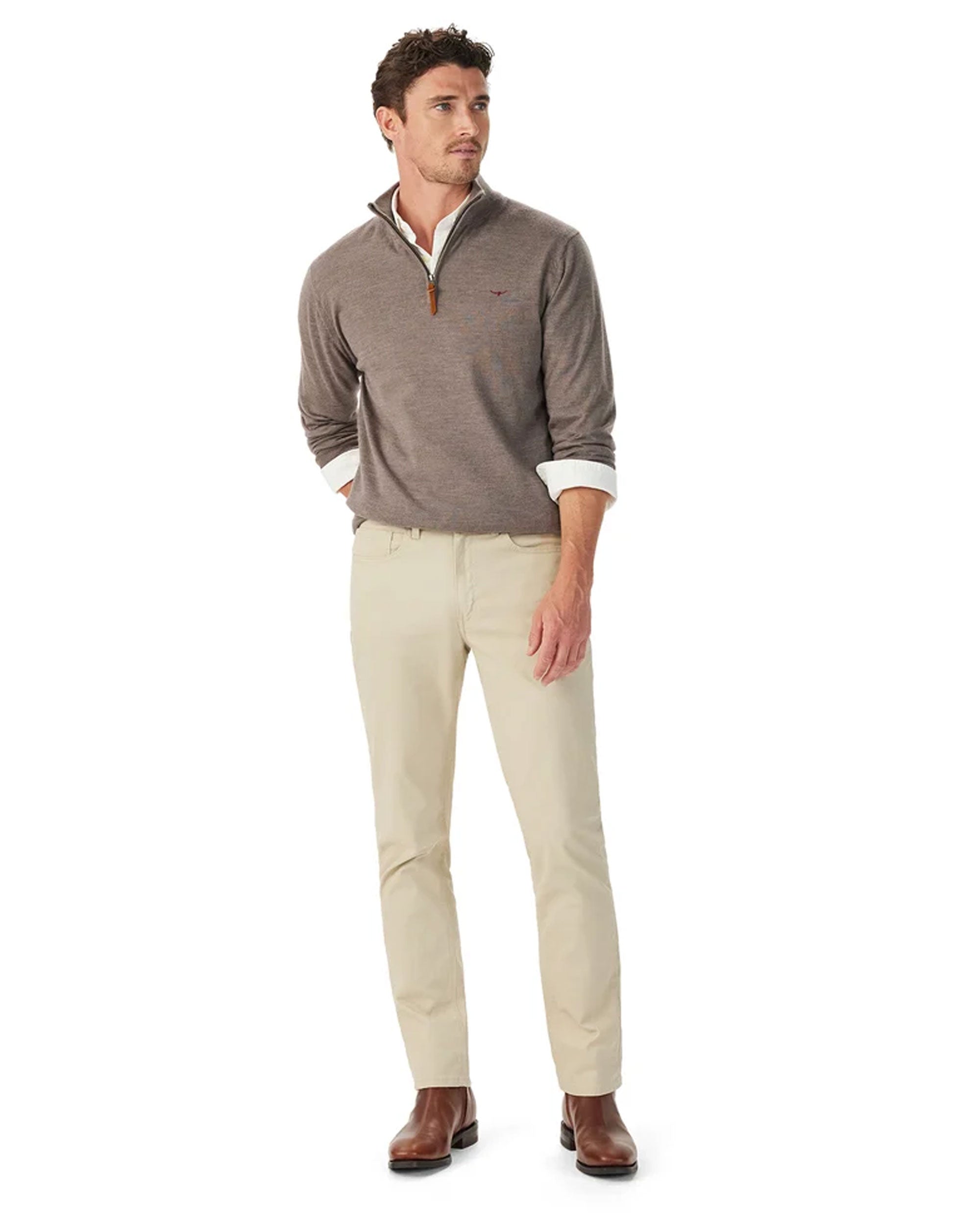 Ernest Merino 1/4 Zip Knit - Nutmeg