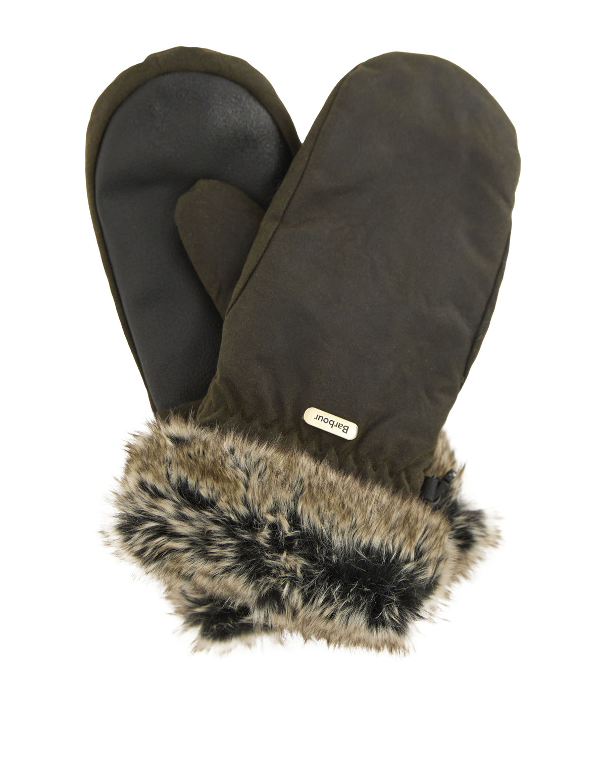 Fur Trim Mitt - Olive