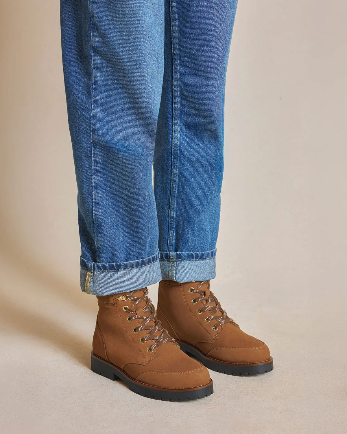 Shearling Lined Galway Ankle Boot - Cognac Nubuck