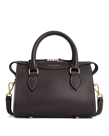 Mini Kew Top Handle Bag - Mahogany Leather