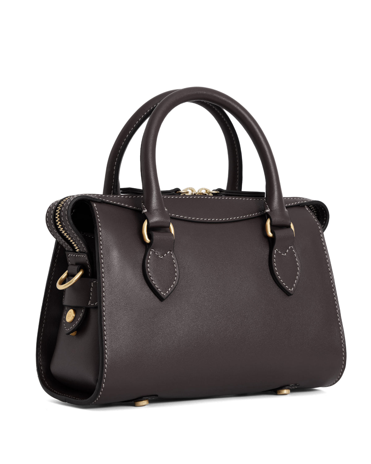Mini Kew Top Handle Bag - Mahogany Leather