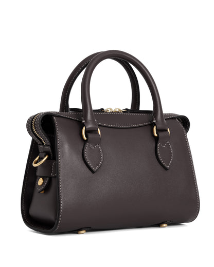 Mini Kew Top Handle Bag - Mahogany Leather