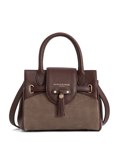 Mini Windsor Handbag - Port/Deep Taupe Suede