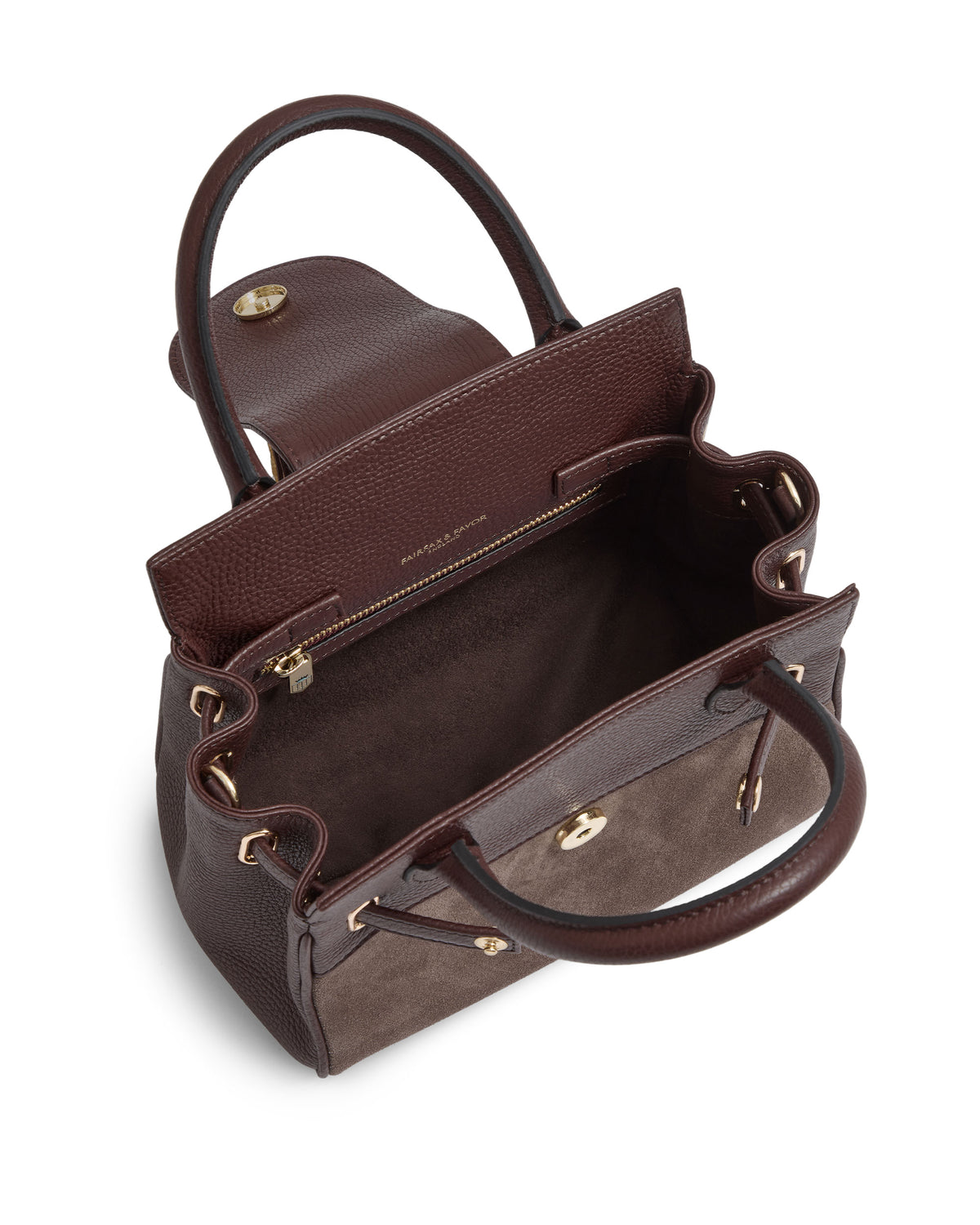 Mini Windsor Handbag - Port/Deep Taupe Suede