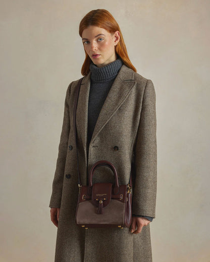Mini Windsor Handbag - Port/Deep Taupe Suede